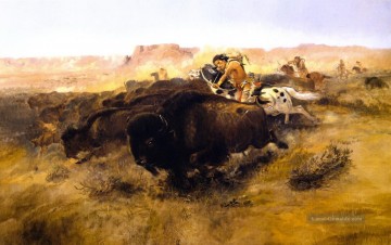 Charles Marion Russell Werke - die Büffeljagd 1895 Charles Marion Russell